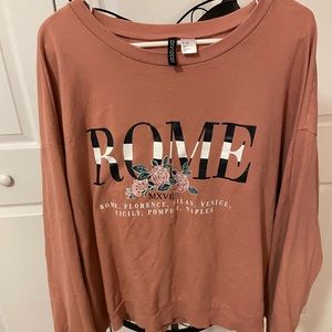 Dusty Rose Graphic Crewneck Sweater from H&M Size 3X